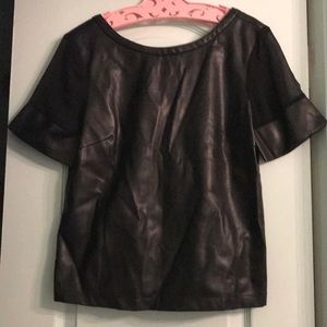Faux leather top with mesh insets